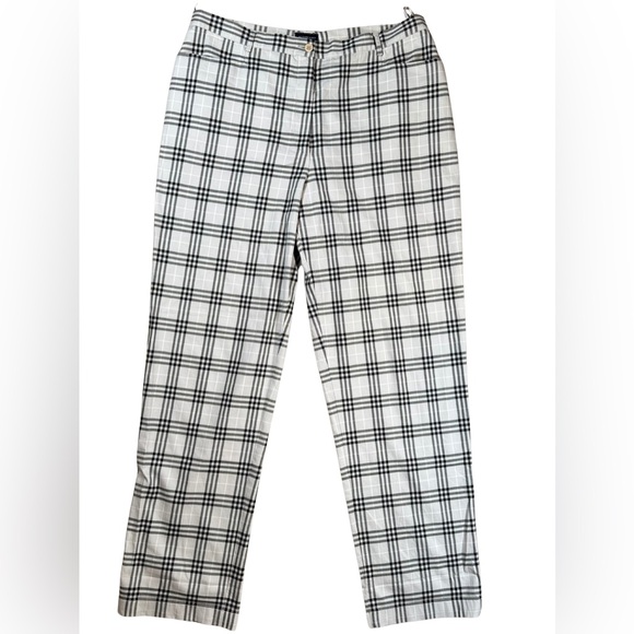 Authentic Burberry Golf Nova Check Plaid Pants Women’s 14 Gray Black - Picture 2 of 10